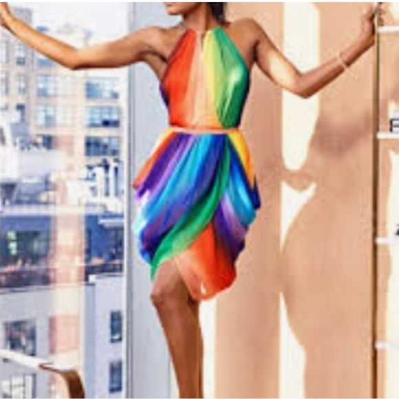 New York & Company Dresses & Skirts - New York & Company Mini Dress Rainbow Drape Chiffon . Small